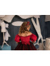 Off Shoulder Beaded Red Velvet Lace Tulle Gorgeous Flower Girl Dress